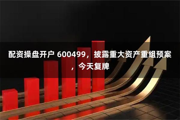 配资操盘开户 600499，披露重大资产重组预案，今天复牌